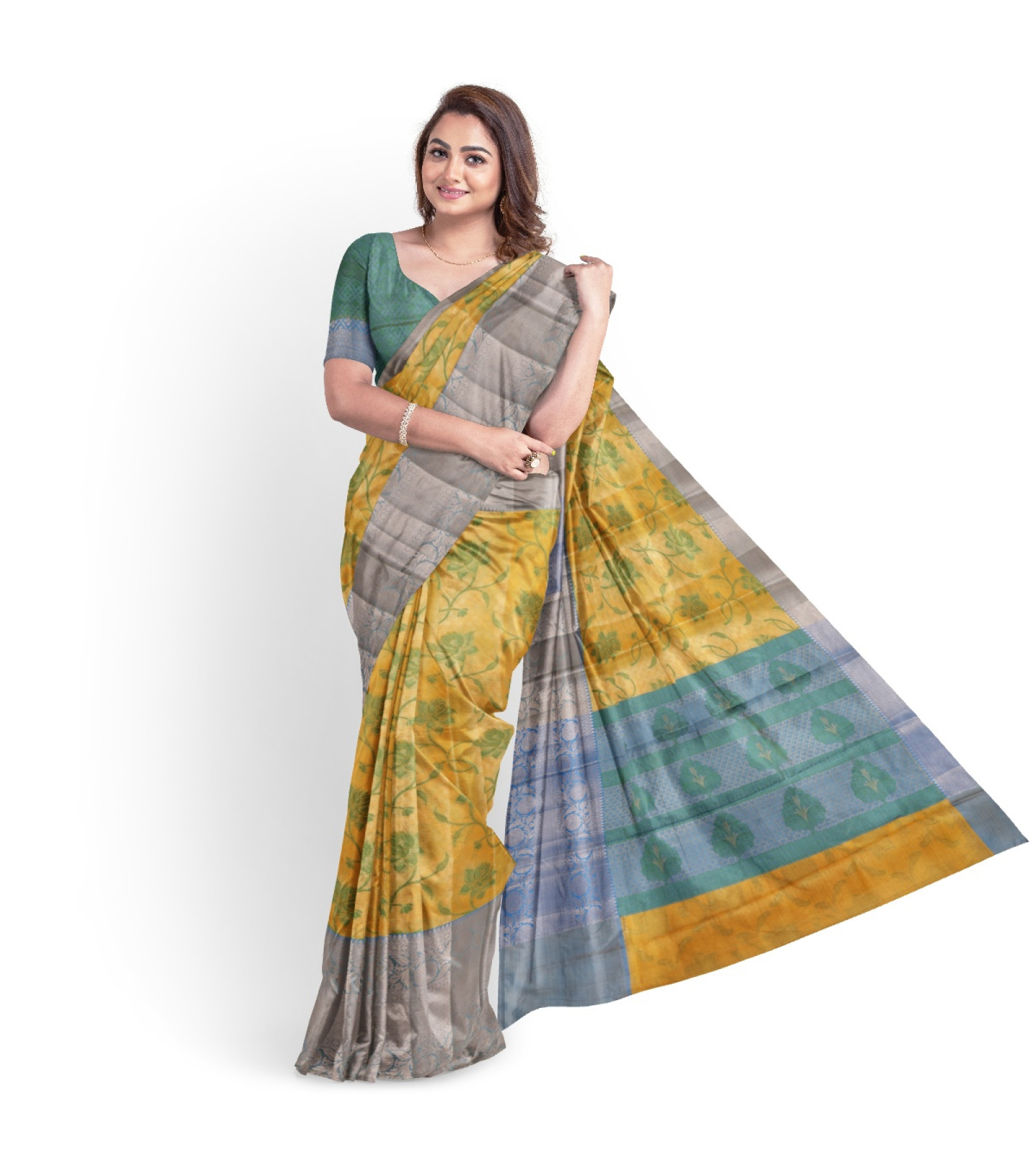 Exclusive Khaki Tissue Vanya Bengal Saree by Abaranji 